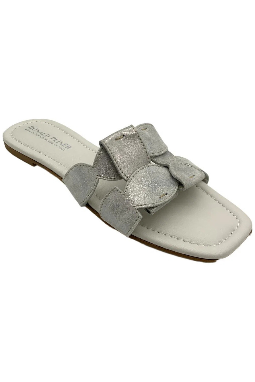 Donald Pliner Women's Gabrey Antique Metallic Slide Sandals Silver - Medium